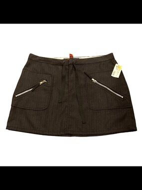 Dollhouse NWT Low Rise Mini Skirt Sz 9/10 Charcoal Pinstripe Y2k